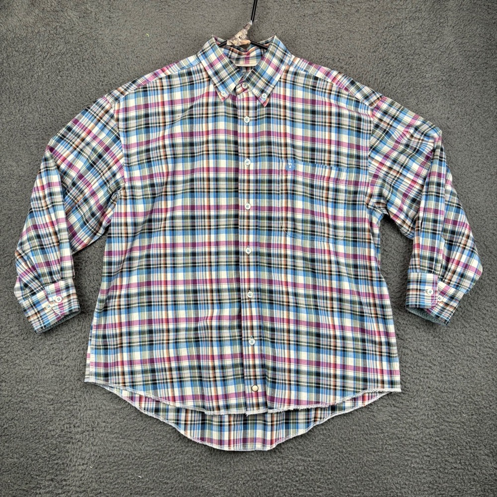 Panhandle Rough Stock Mens Plaid Long‎ Sleeve Button Up Shirt Size M 100% Cotton